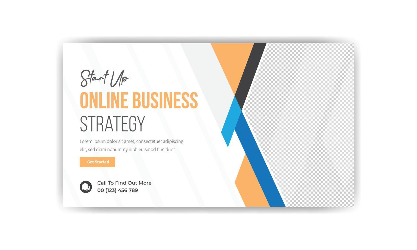 startup online business strategy thumbnail banner template design, creative banner template vector