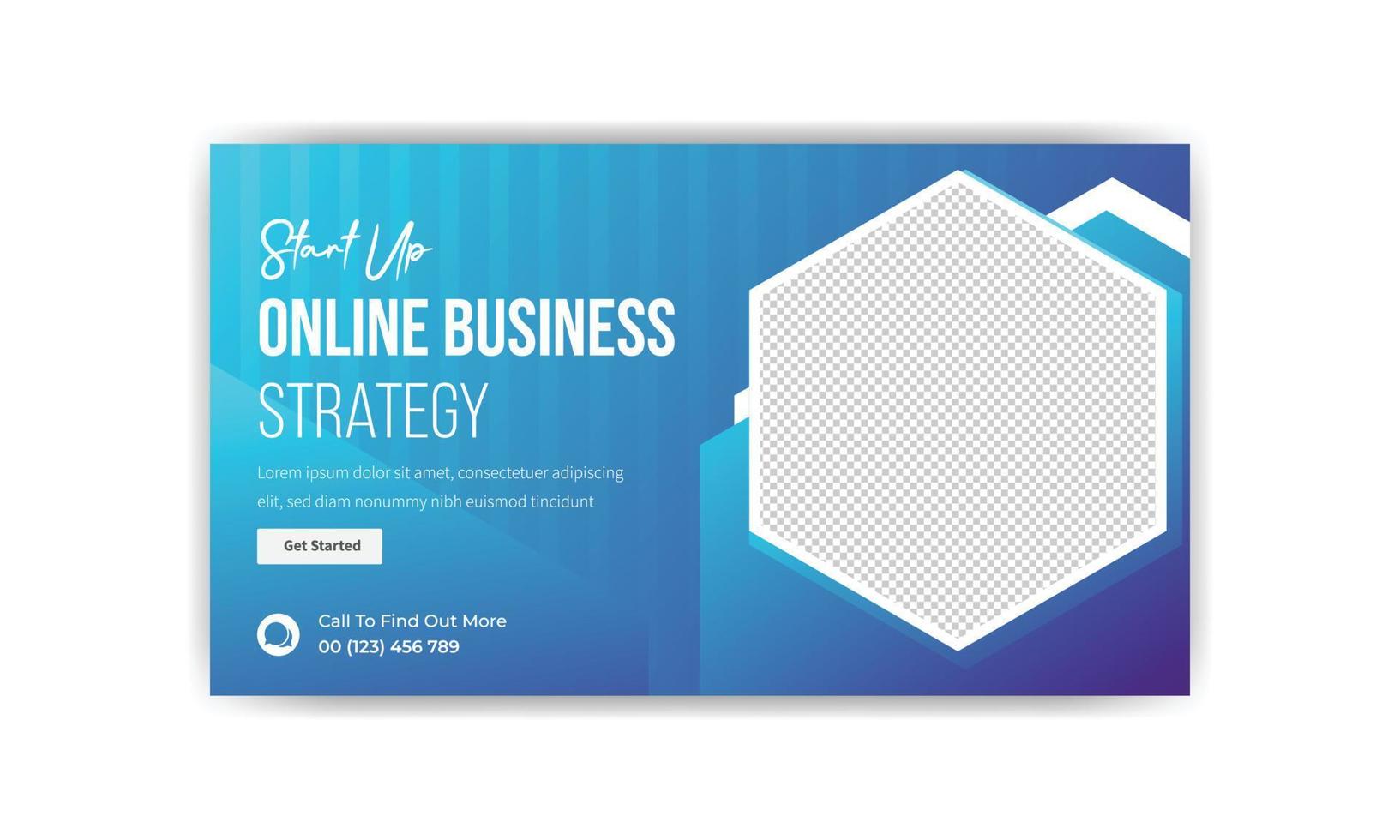 startup online business strategy thumbnail banner template design, creative banner template vector