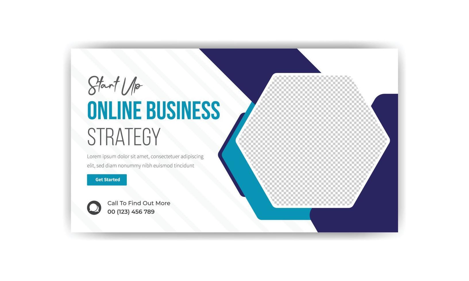 startup online business strategy thumbnail banner template design, creative banner template vector