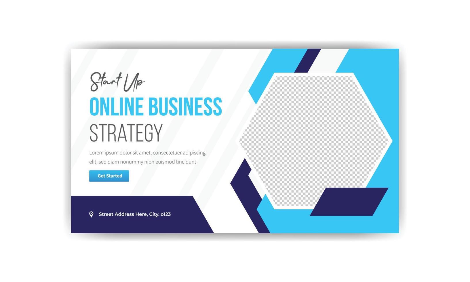 startup online business strategy thumbnail banner template design, creative banner template vector