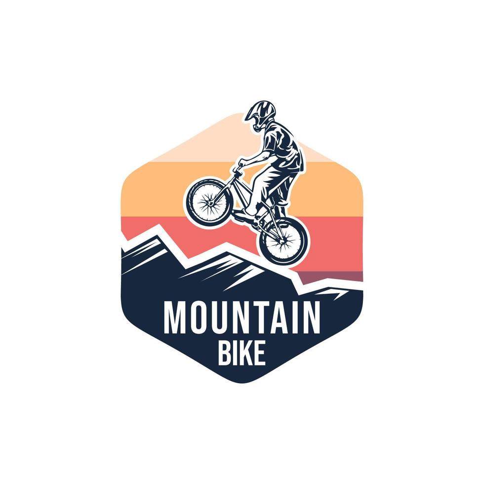 Mountain bike downhill bicycle logo design template vector