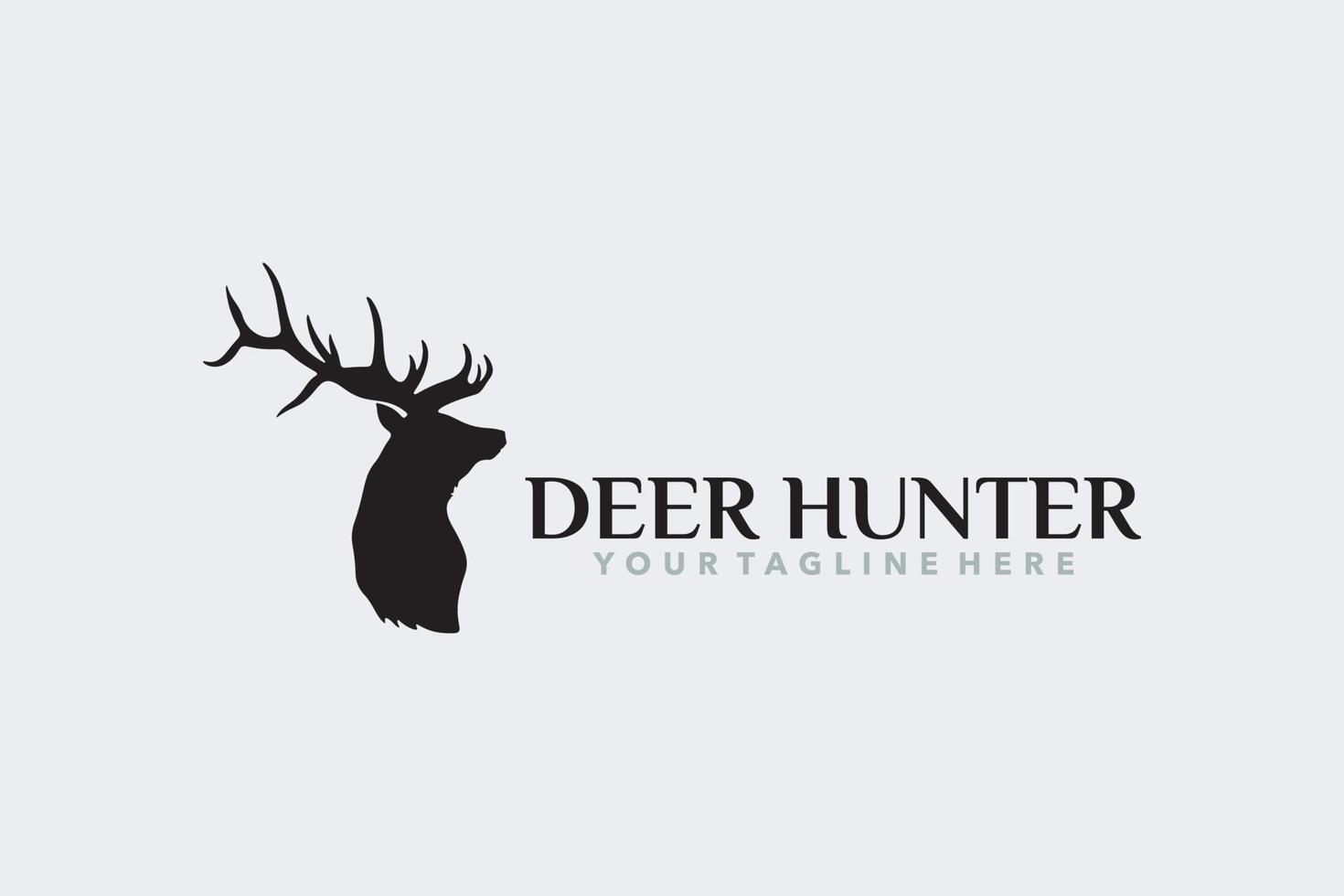 plantilla de diseño de logotipo de silueta de cazador de ciervos vector