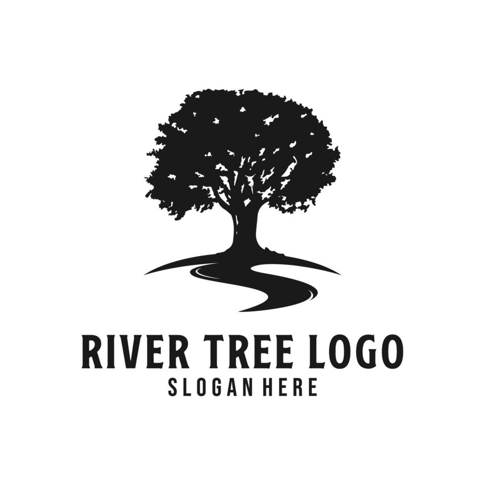 River tree logo design template vector