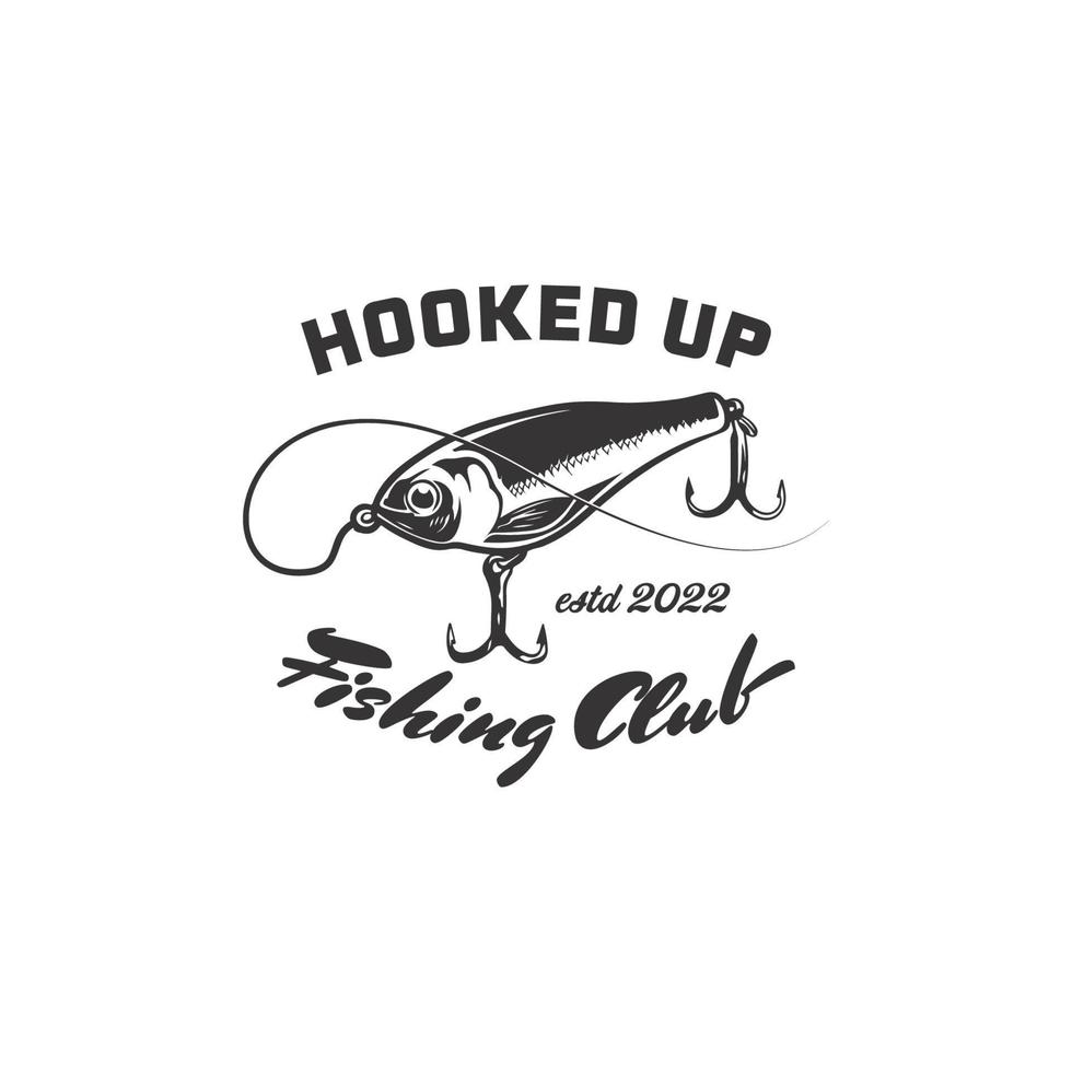 fish bait for fishing logo. hook and catch fishing logo design template
