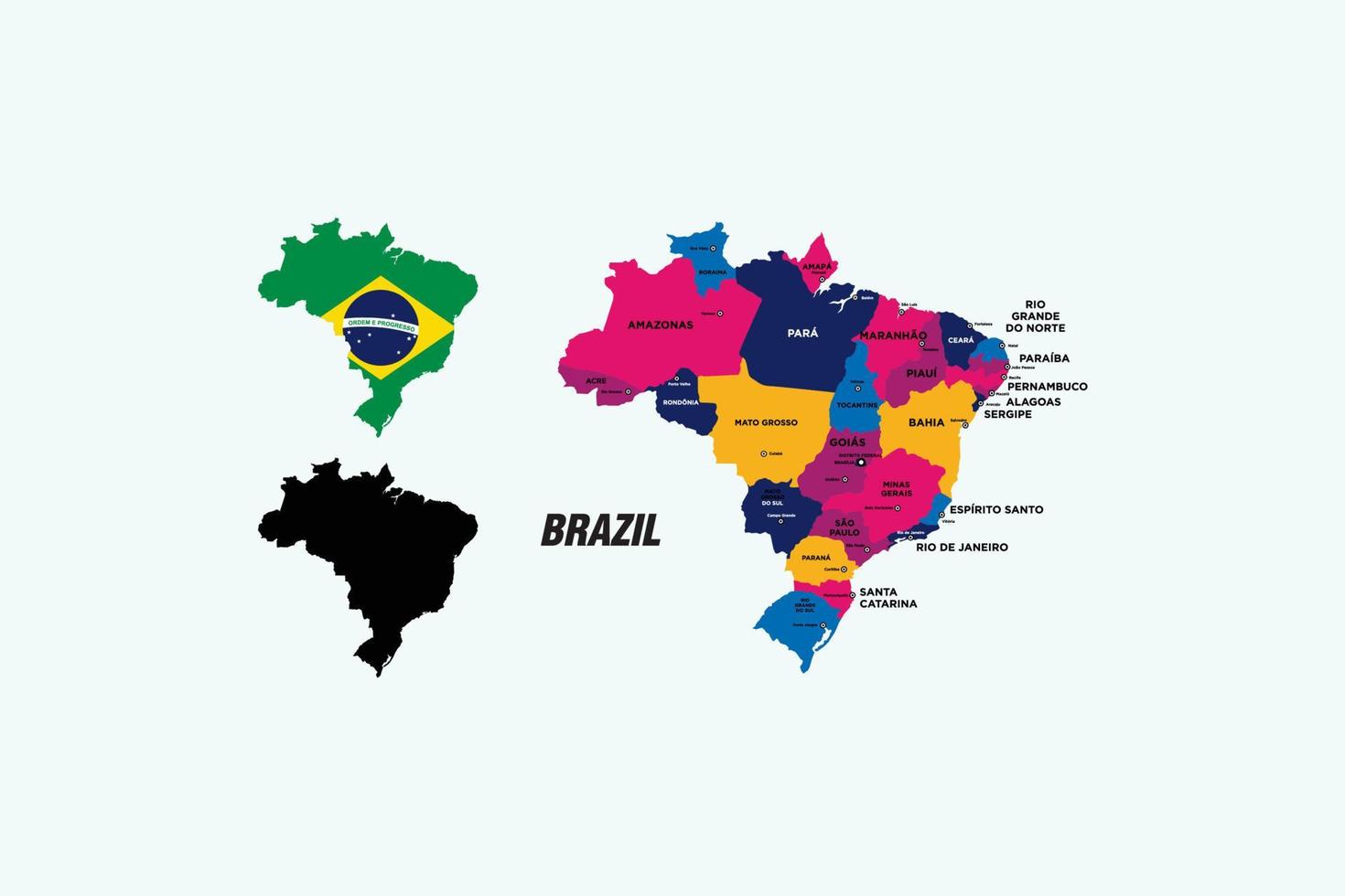 Ilustración de vector de mapa de país de brasil