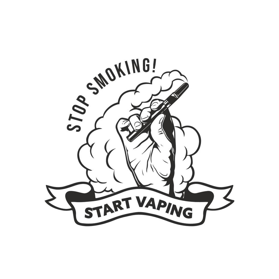 logotipo de vapor de mano retro. plantilla de diseño de logotipo de cigarrillos electrónicos para fumar vector