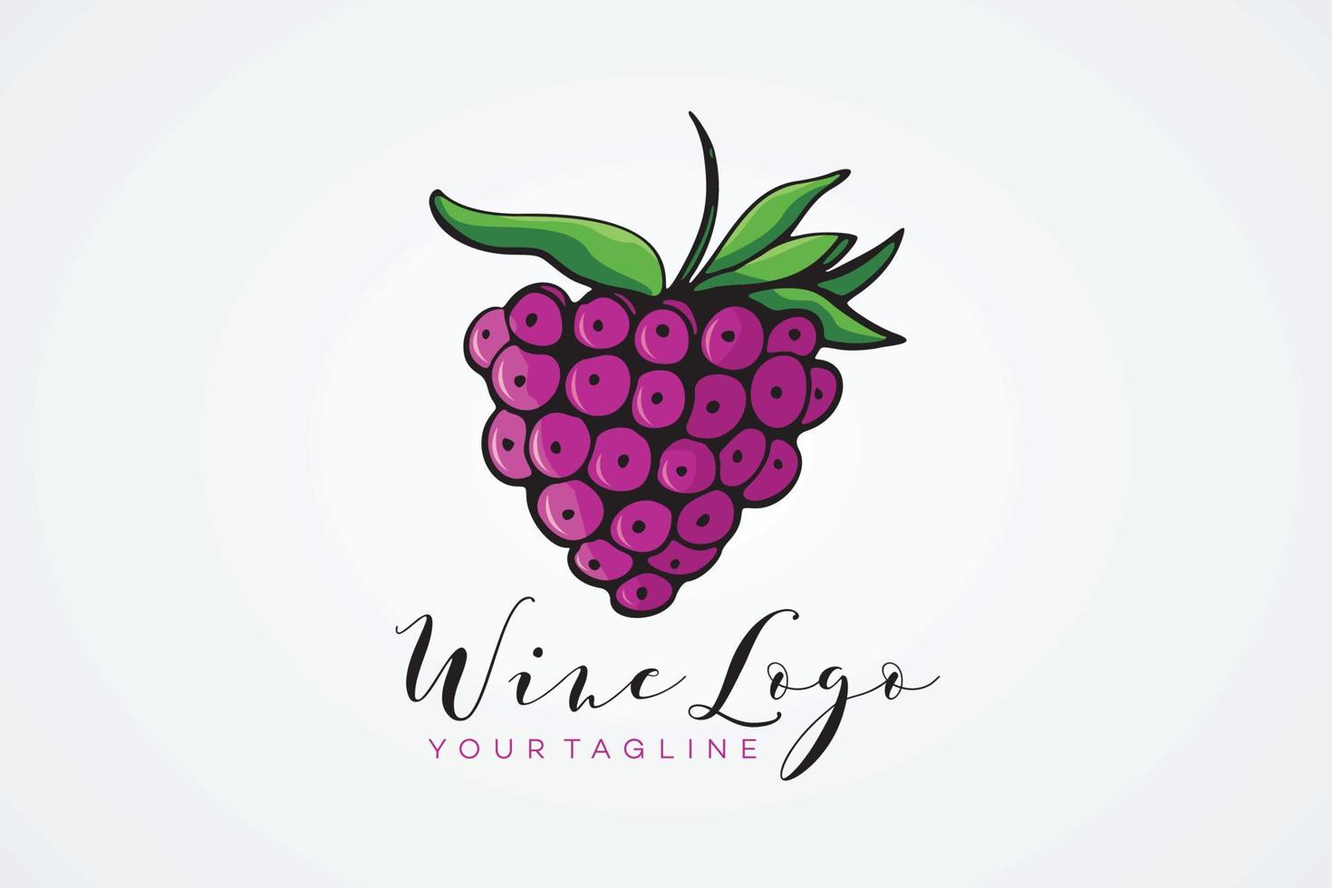 grape logo, wine logo design template vector