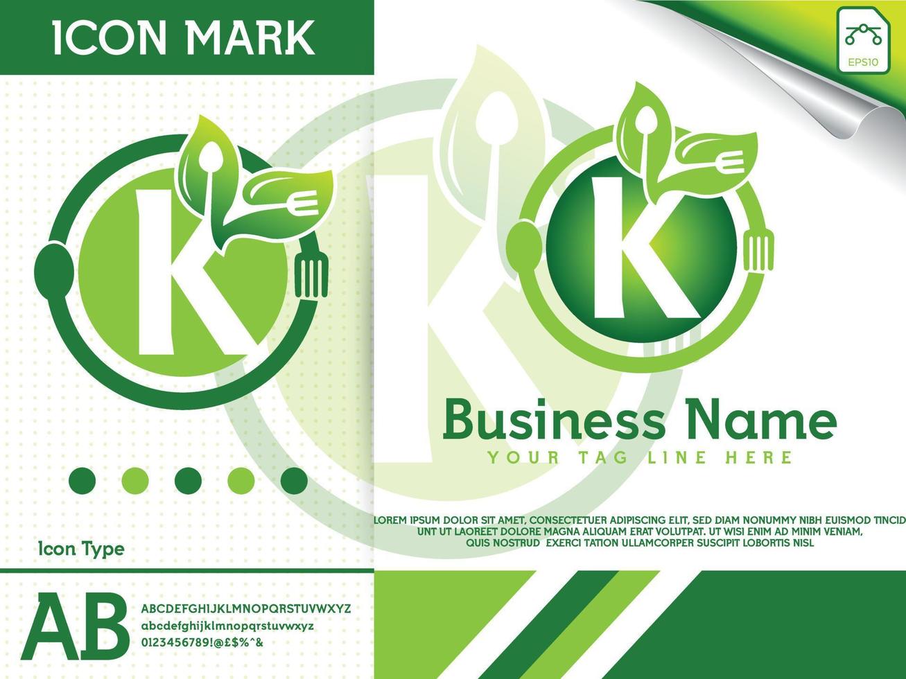 Spoon and fork restaurant letter K logo template vector