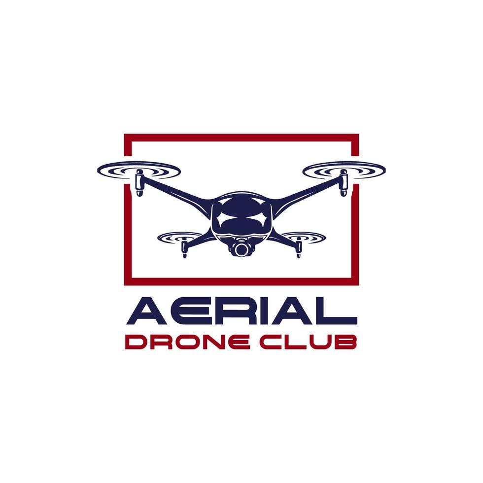 Aerial drone club logo. quad copter community logo design template vector