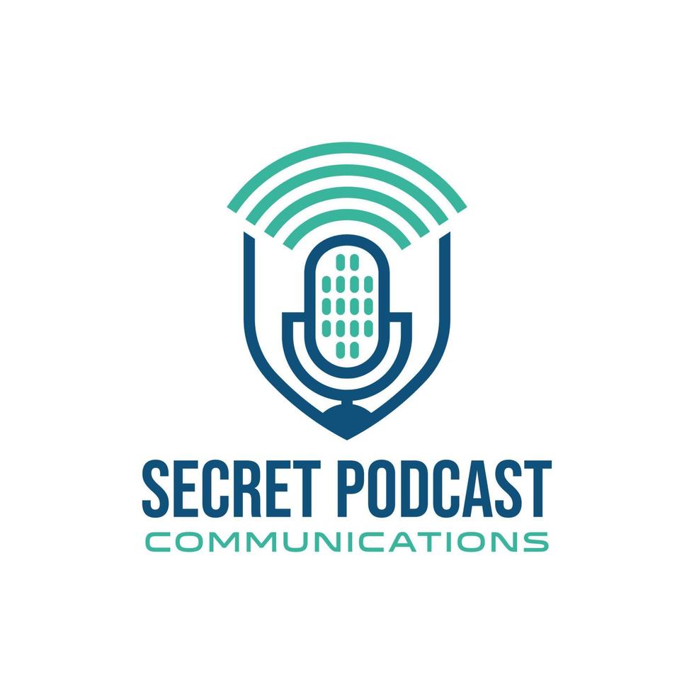 podcast communication logo design template vector