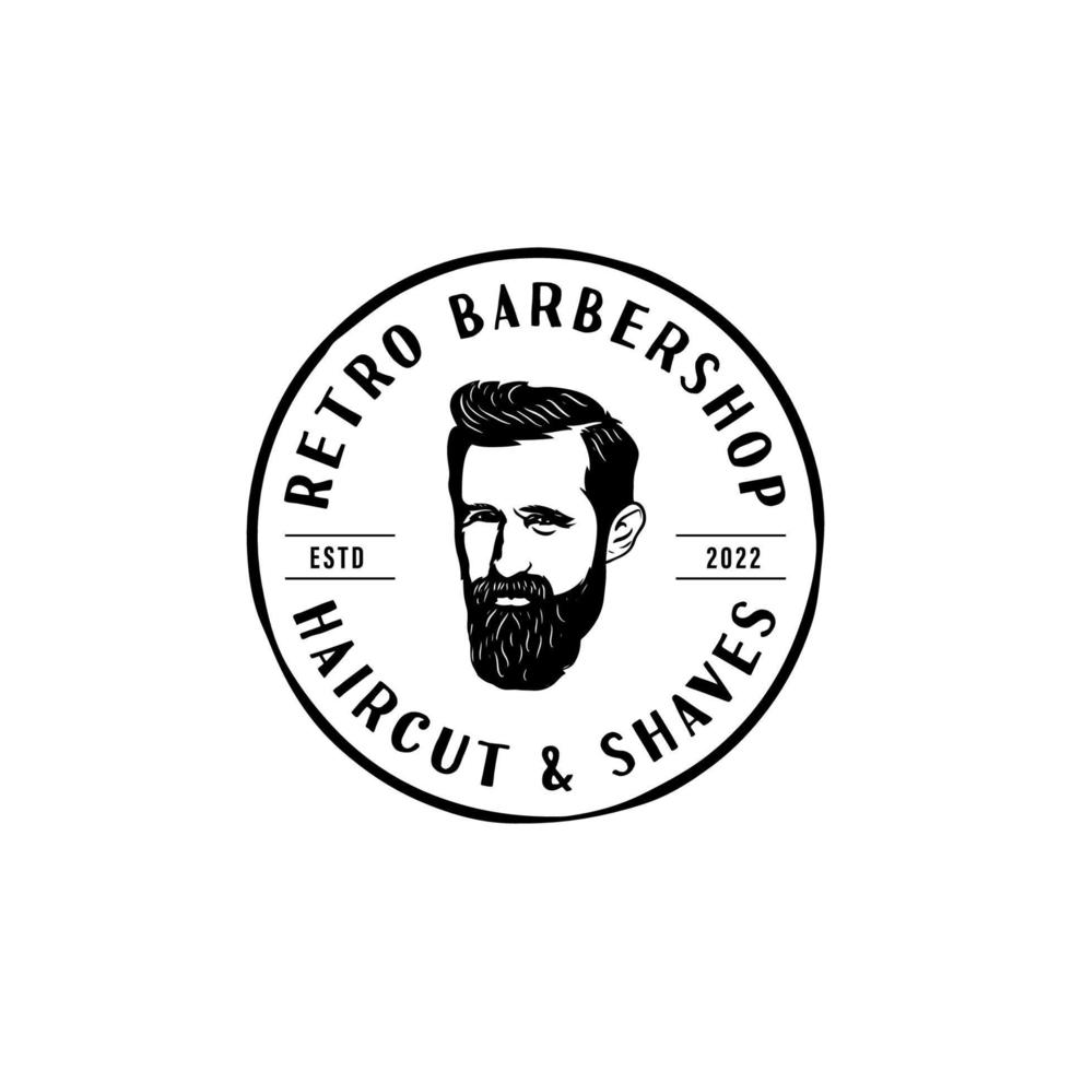 logo de barbería con estilo clásico vintage. plantilla de diseño de logotipo retro de corte de pelo vector