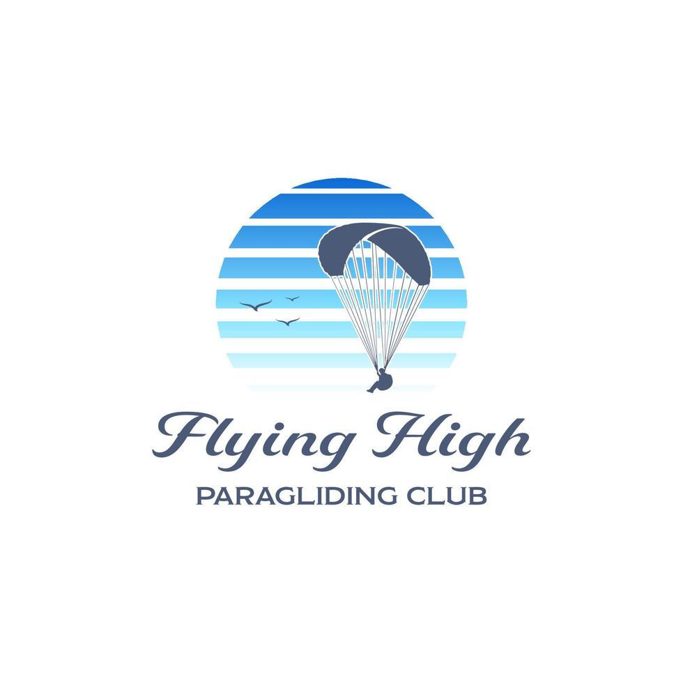 plantilla de diseño de logotipo de aventura de montaña de parapente vector