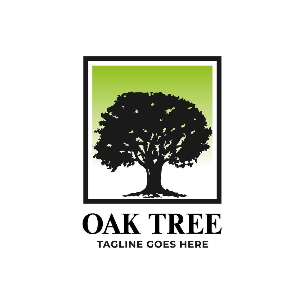 árbol de roble con plantilla de diseño de logotipo de fondo verde vector