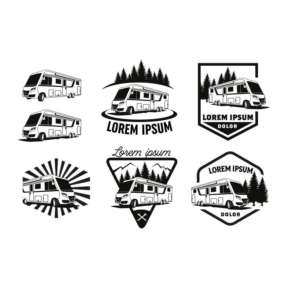rv camper travel logo set plantilla de diseño con fondo blanco vector
