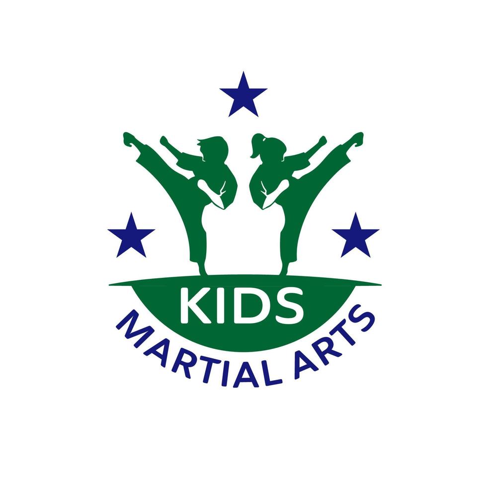 kids martial arts logo design template vector