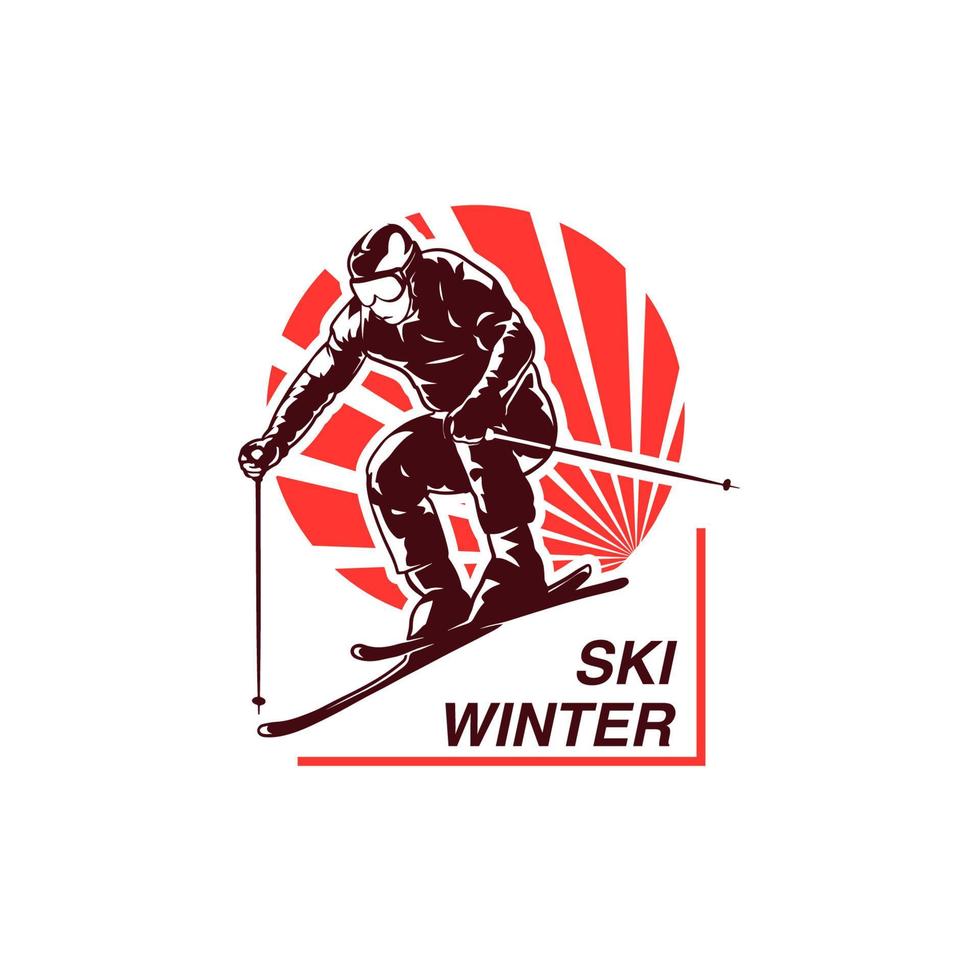 Mountain Skiing Logo. Extreme winter sport logo Design Template vector