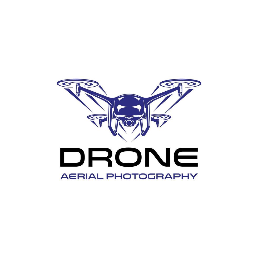 drone flying fast logo. aerial quad copter photography design template vector