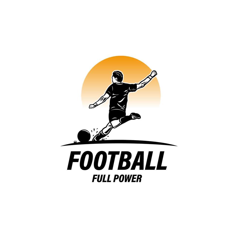 A man kicks the ball hard. football training logo design template vector