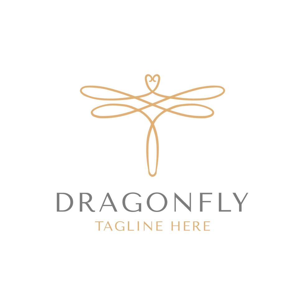 Simple line abstract dragonfly logo design template vector