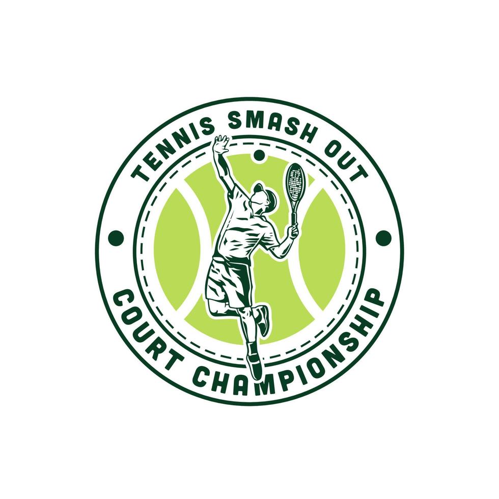 vintage tennis player shoot ball emblem logo. tennis smash championship logo design template vector