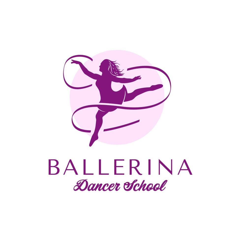 Ballerina logo. jumping ballet dancer logo design template vector
