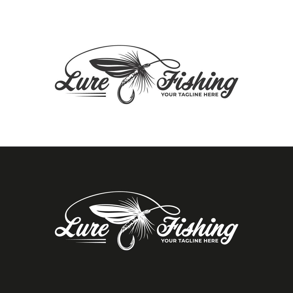 Fly Fishing lure logo design template vector