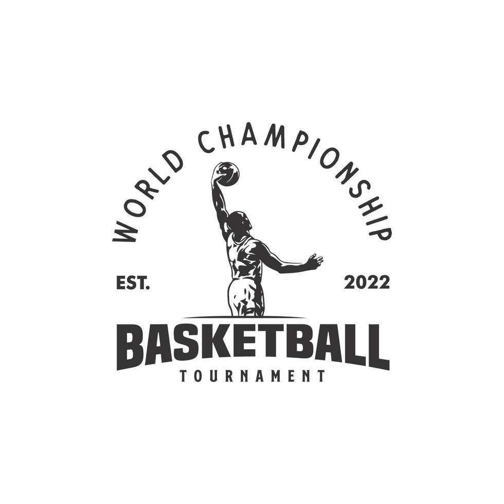 Basketball Sport Silhouette Logo Vector Template. Silhouette of a basketball player slam dunk Vector