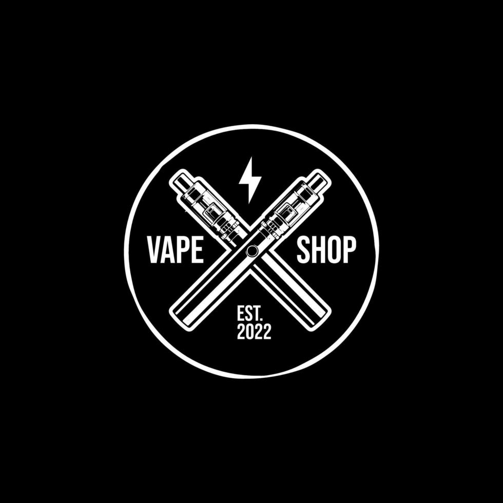 retro electronic cigarettes emblem logo design template with dark background vector
