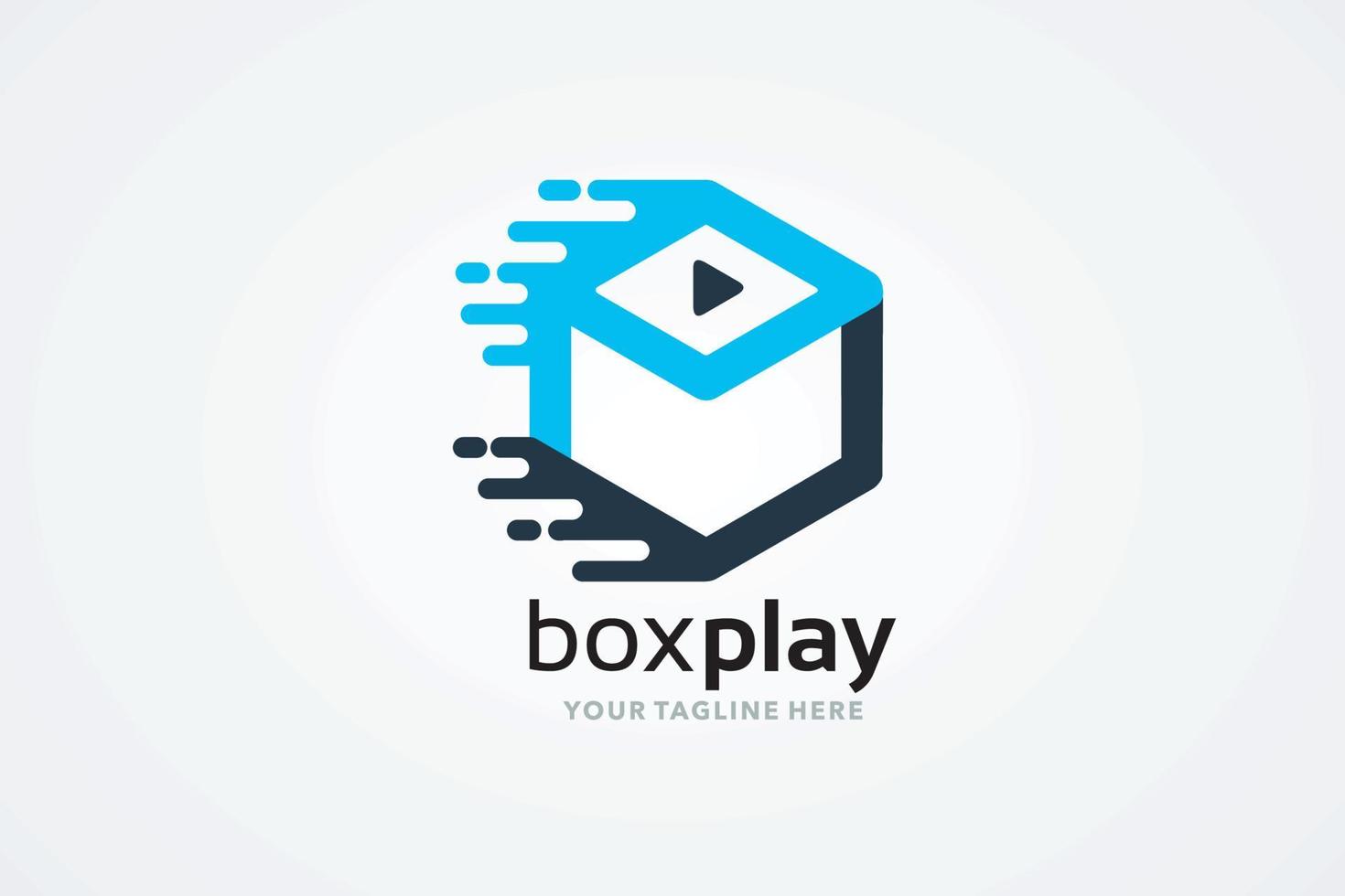 moving box play logo design template vector