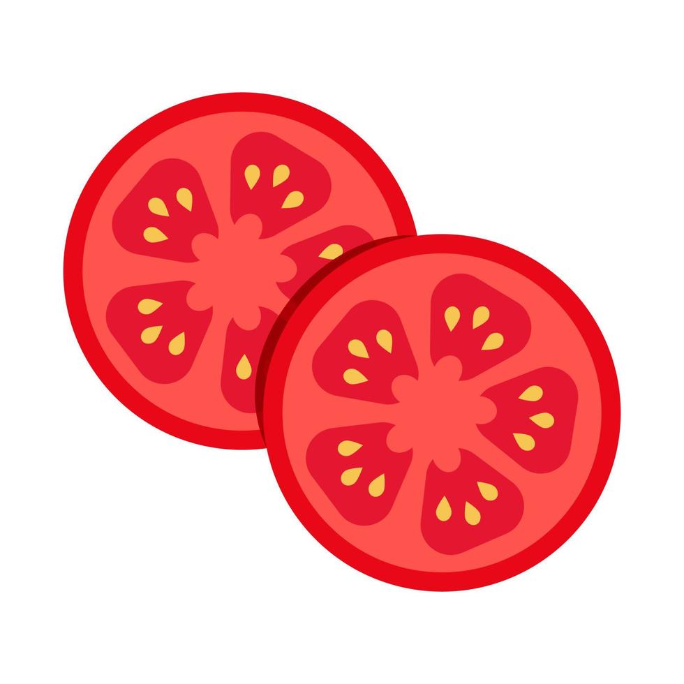 Rodaja de tomate diseño plano aislado sobre fondo blanco. vector