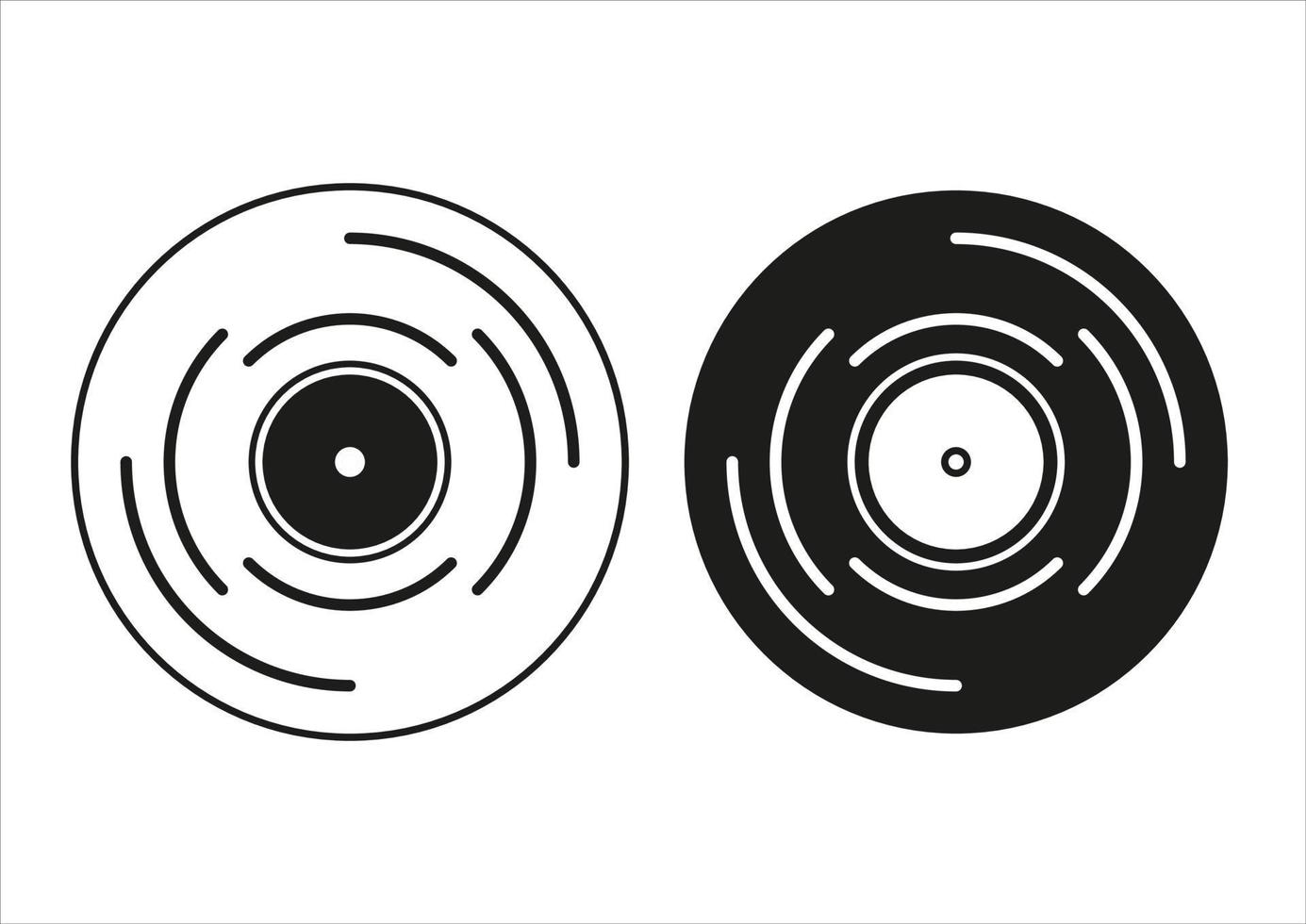 Black And White Phonograph Record Icon Flat Design Vector