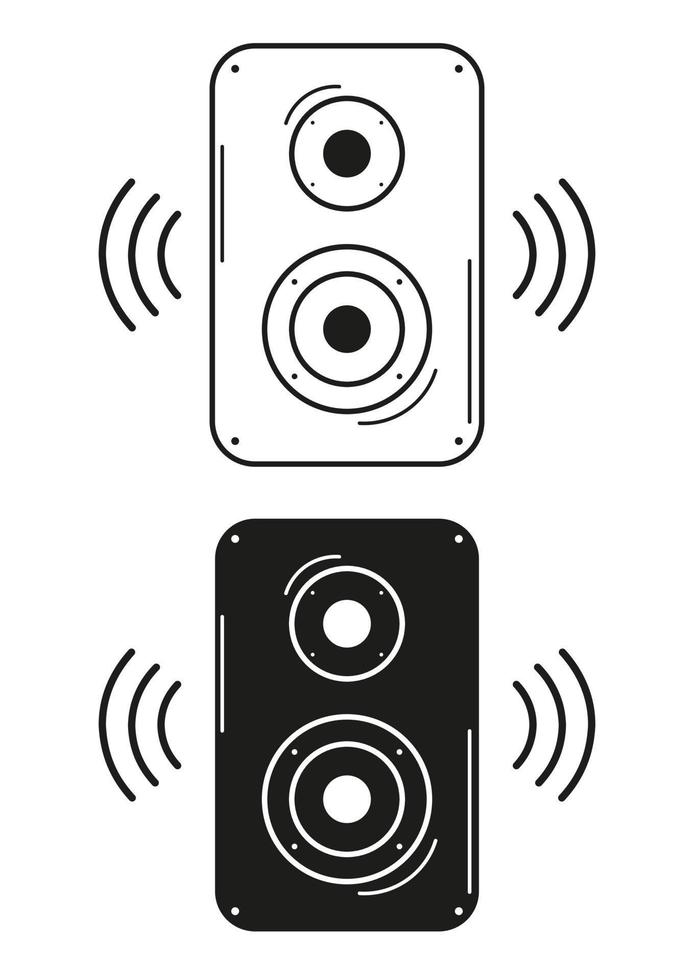 vector de diseño plano de icono de altavoces en blanco y negro