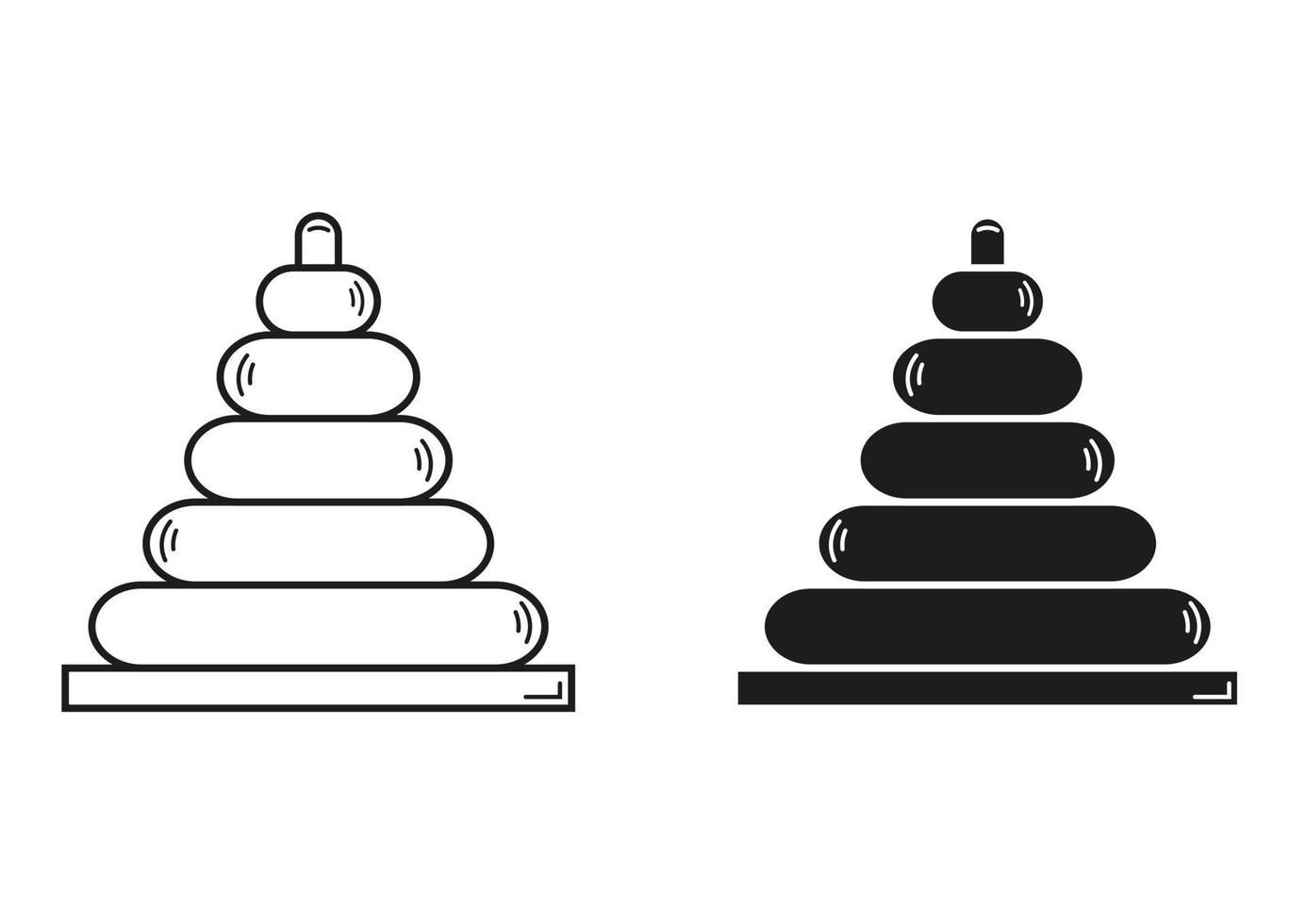 Black And White Pyramid Toy Icon Flat Design Vector