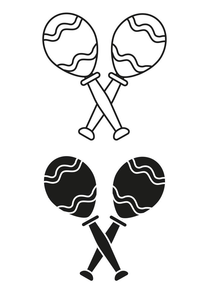 Black And White Maracas Icon Flat Design Vector