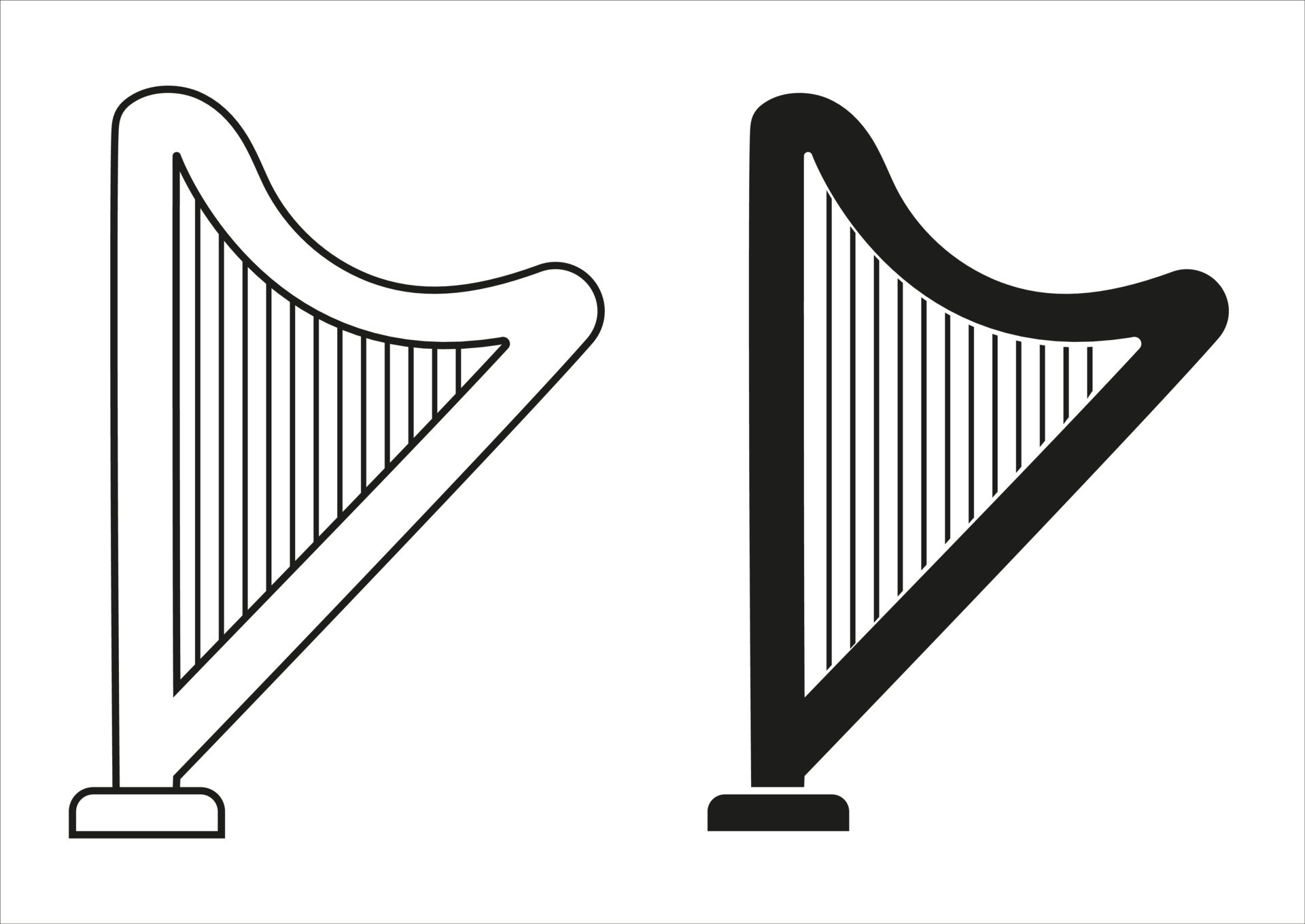 Black And White Harp Icon Flat Design Vector 14468456 Vector Art at