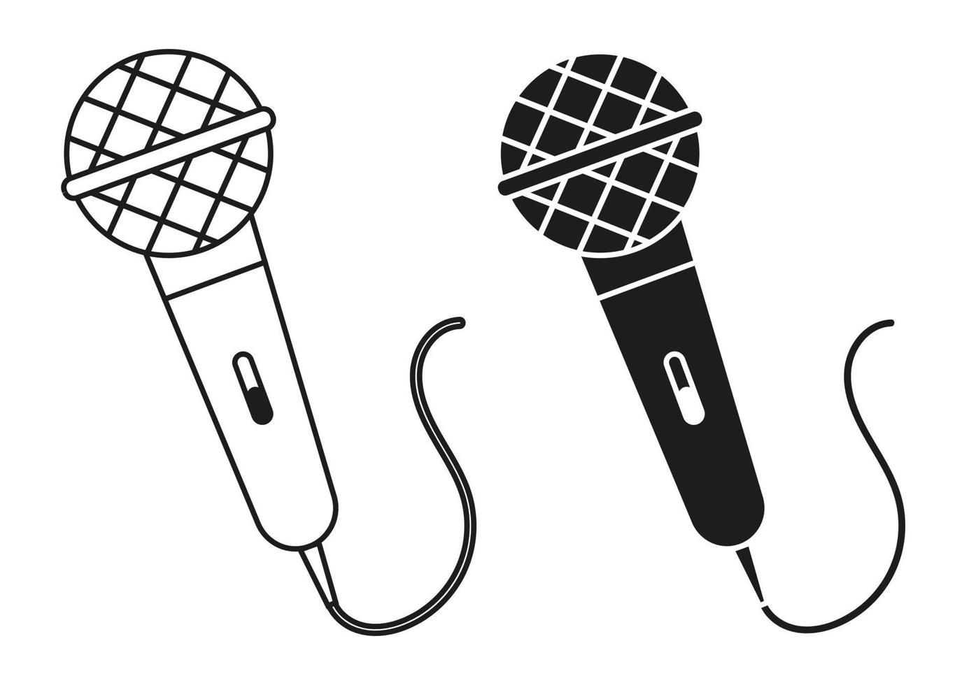 vector de diseño plano de icono de micrófono blanco y negro