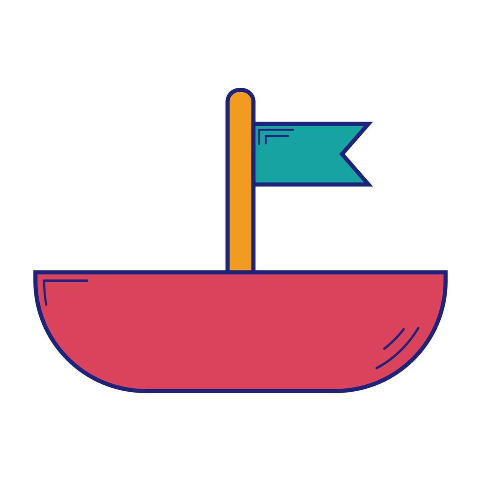 Toy Boat Icon Flat Design Vector