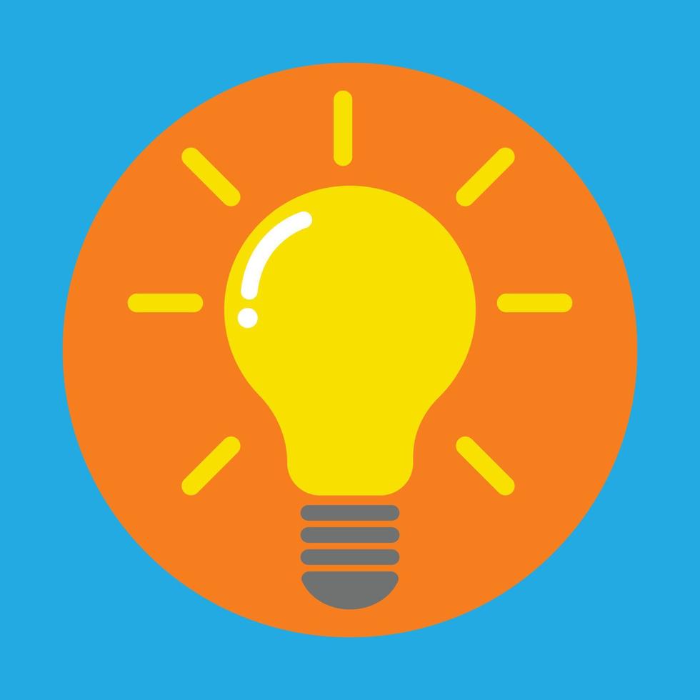 glowing yellow light bulb on blue background vector