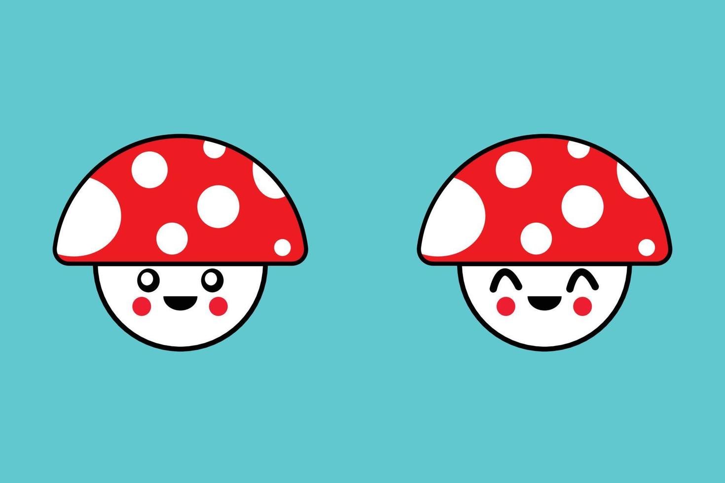 Cute mushroom icon vector on blue background