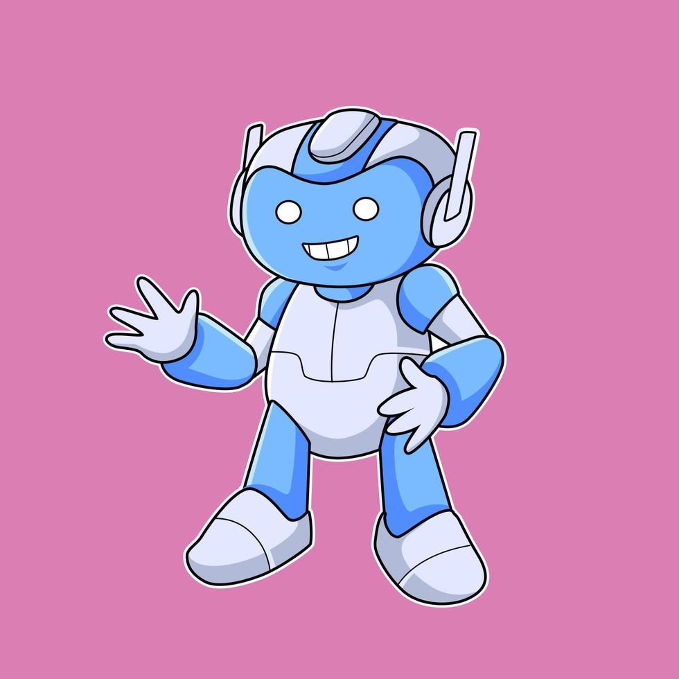 robot mascot character cartoon illustration vector