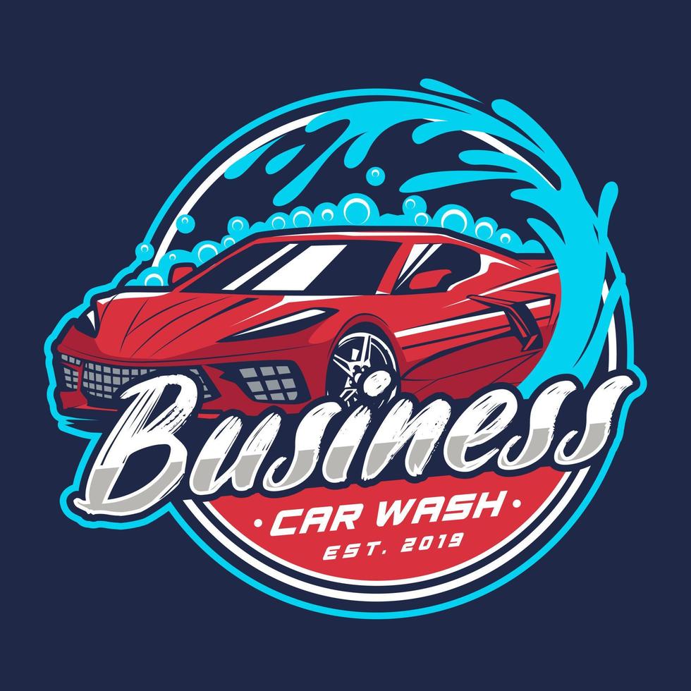 logotipo de mascota de lavado de autos juegos deportivos. ilustración del logotipo de la mascota del coche de carreras. vector