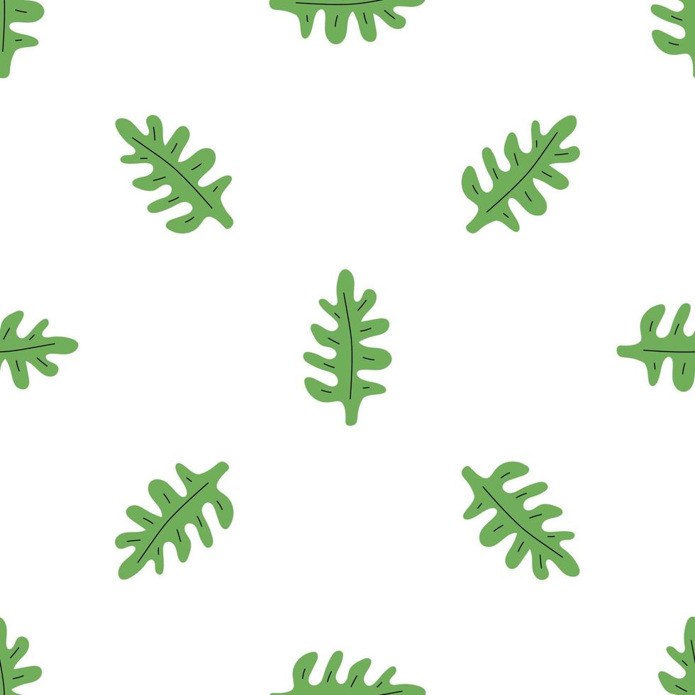 Green leafs seamless pattern. Vector hand drawn botanical illustration. Pretty scandi style for fabric, textile, wallpaper. Digital paper in white background