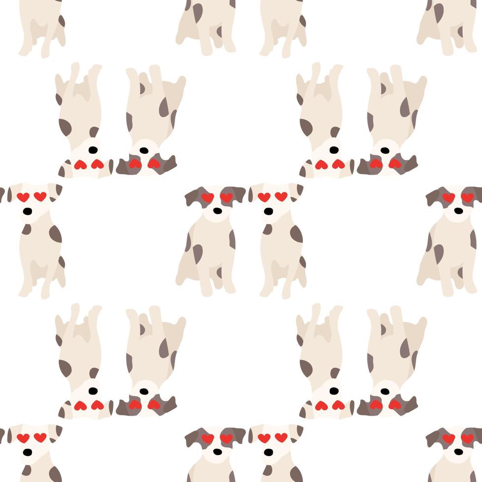 Cute dogs Jack Russell Terrier. Fanny animals . Vector hand drawn seamless pattern. Perfect for baby, kids apparel, print design, textile. White background.