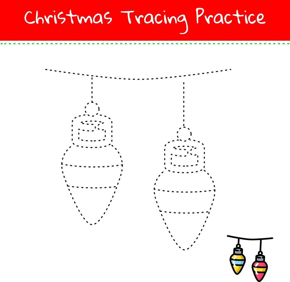 Christmas tracing line art practice hand drawn vector