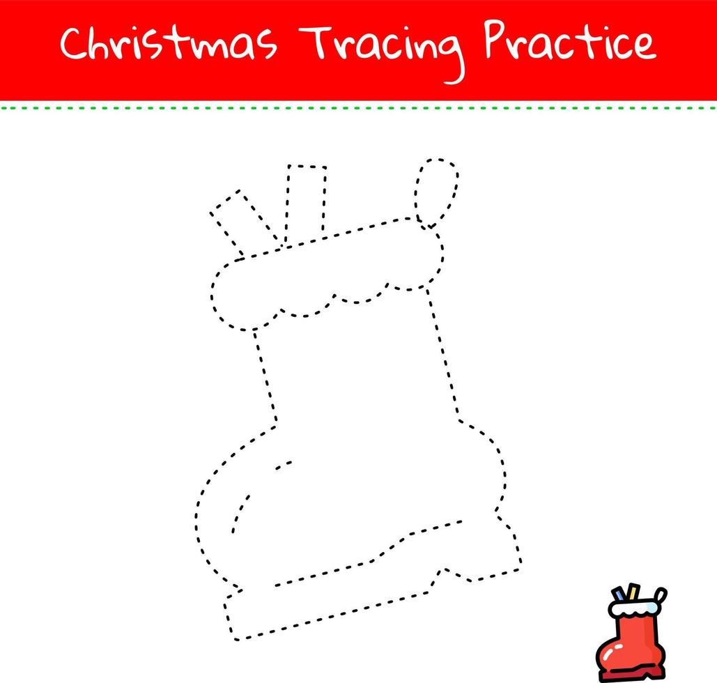 Christmas tracing line art practice hand drawn vector