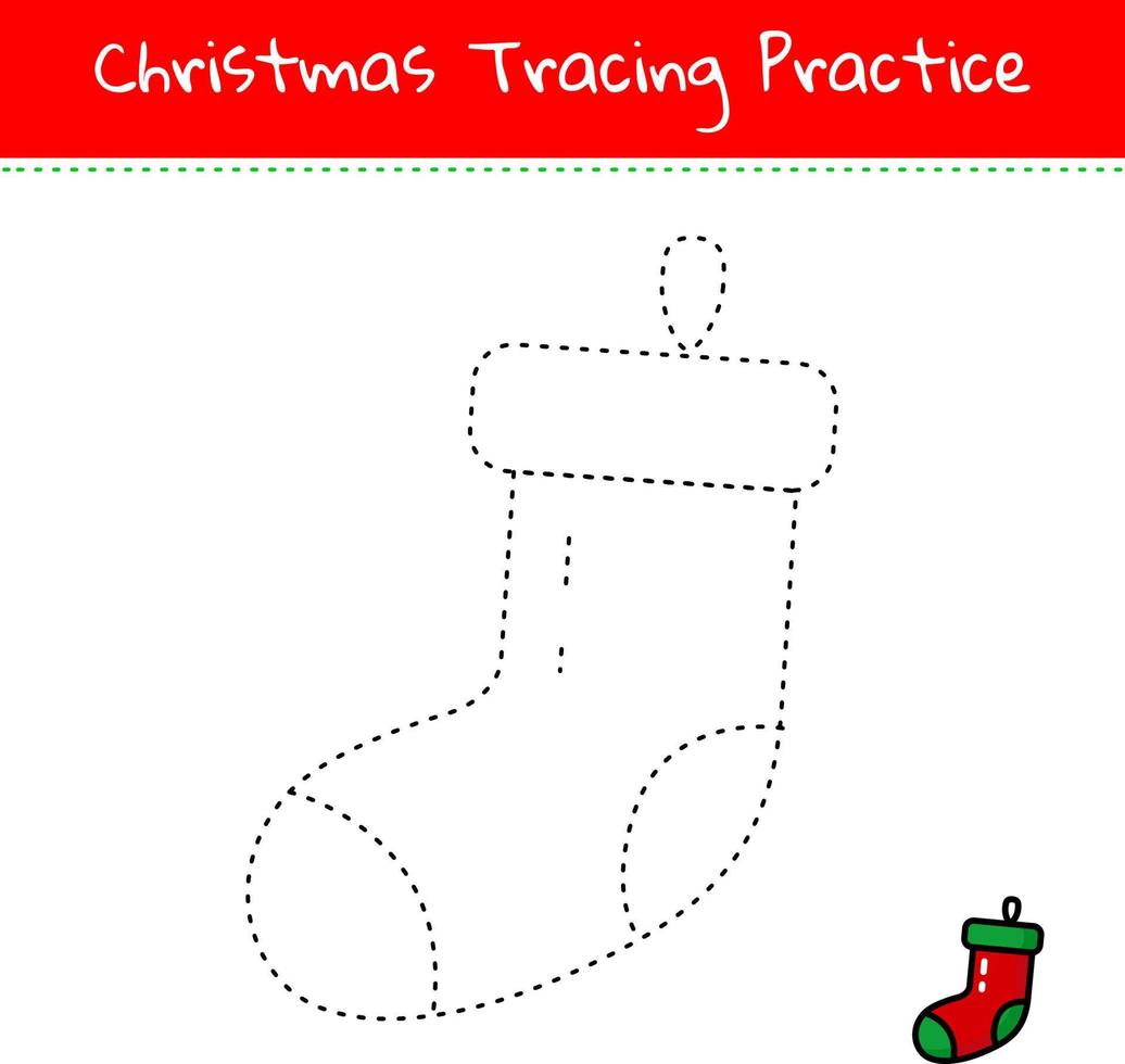 Christmas tracing line art practice hand drawn vector