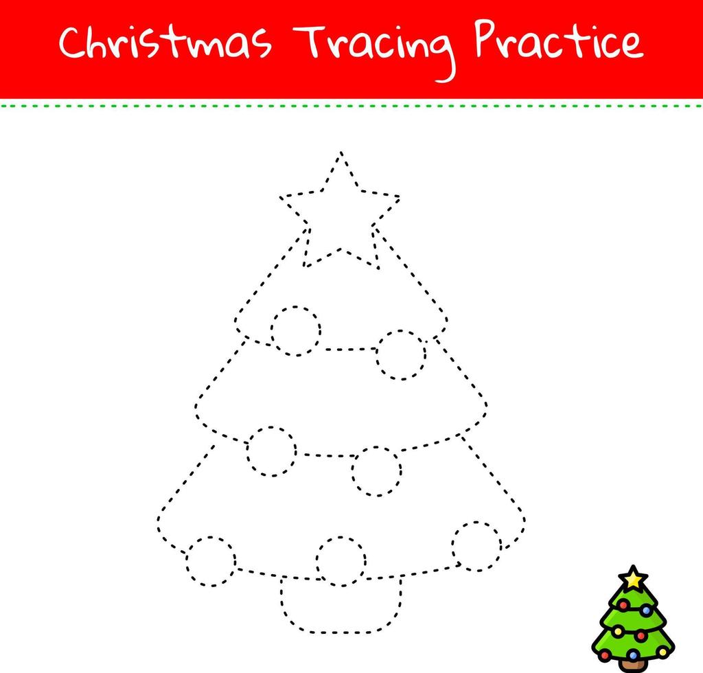 Christmas tracing line art practice hand drawn vector