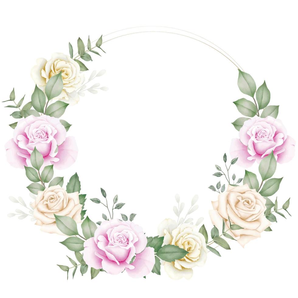 Watercolor Floral Wreath Wedding Invitation card vector