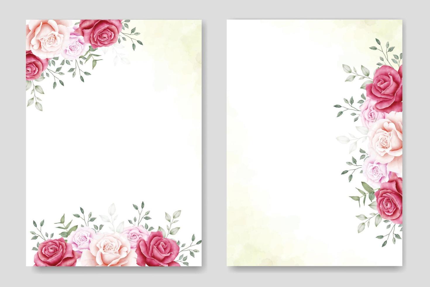 tarjeta de invitación de boda con plantilla de rosa floral vector