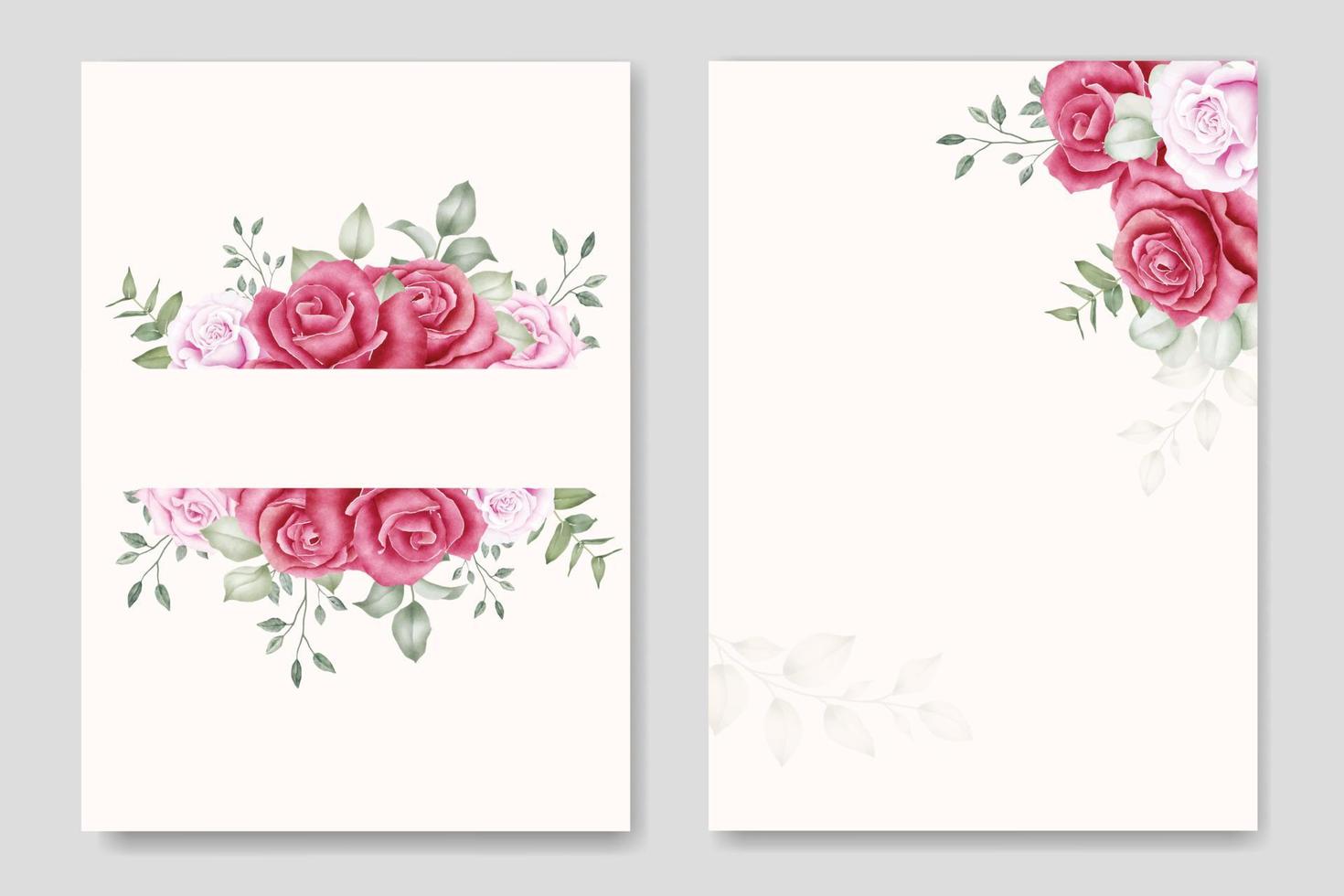 Wedding Invitation Card with Floral Rose Template vector